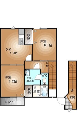 宇都宮駅 バス15分  平松宿下車：停歩6分 2階の物件間取画像